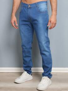 Estone Men's Skinny Jeans With Elastane - 中等水洗藍 - 查看 1