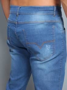 Estone Men's Skinny Jeans With Elastane - 中等水洗藍 - 查看 7