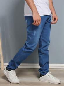 Estone Men's Skinny Jeans With Elastane - 中等水洗藍 - 查看 3