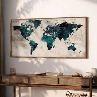 Vintage-Inspired Unframed World Map Poster - Artistic Travel Canvas Print For Home & Office Decor, Perfect For Bedroom, Living Room, Or Study 1pc,Wall Art Gifts Birthday Graduation