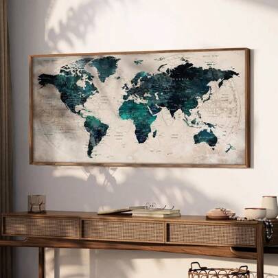 Vintage-Inspired Unframed World Map Poster - Artistic Travel Canvas Print For Home & Office Decor, Perfect For Bedroom, Living Room, Or Study 1pc,Wall Art Gifts Birthday Graduation