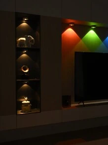 1 件/3 件 RGB 无线聚光灯、带遥控器的 LED 冰球灯、电池供电的无线 LED 夜灯、带遥控器的可充电投影灯、可调光的橱柜下灯，用于绘画图片艺术品壁橱照明走廊浴室卧室厨房橱柜楼梯家居装饰 - Warm/White/Neutral+9 RGB Color - 查看 10