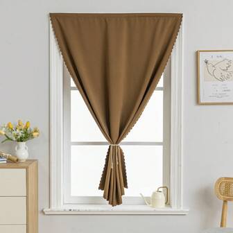 1 件装高端优雅现代纯色遮光窗帘适用于客厅卧室，粘合安装