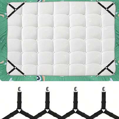 4 יחידות מחברי סדינים מתכווננים, קליפס סדינים משולשים, מתקנים נגד החלקה לשמיכה, מתאים לסדין, כיסויי ספות