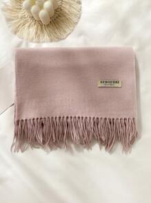 1 件女士羊绒混纺纯色长款流苏围巾，时尚披肩，适合秋冬季 - 彩色 - 查看 18