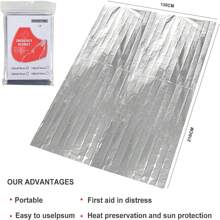 5 PCS Cobertor de isolamento de emergência, cobertor de acampamento de sobrevivência, cobertor de folha de emergência, embalagem independente, adequado para maratonas, viagens ao ar livre, caminhadas, sobrevivência de emergência ou primeiros socorros