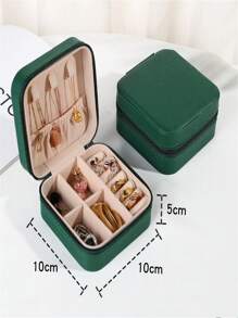 Portable Travel Bag Jewelry Holder/Storage Box/Purse/Ring/Necklace - 墨綠色 - 查看 1