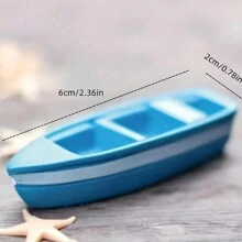 New Mini Realistic Floating Boat Oar Small Fishing Boat, Swimming Ring Fishing Boat Figurine Model, Miniature Aquarium Decoration Accessory, Gardening Scene Decoration, Fish Tank Landscape Fishing Boat Yacht Wheel Model, Resin DIY Ornament - Multicolor - View 10