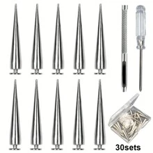 Pack Of 30 Punk Rivets Screwdriver Punching Tool,7 X 38 Mm, Rustproof Decorative Rivets, Clothing Screw Rivets, DIY Rivets, Screw-On Rivets, Metal Gothic Spikes, Decorative Rivets, Pointed Rivets For Bags, Clothes, Shoes - Multicolor - View 7