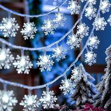 1 Peça Luz de Cordão de Floco de Neve de Natal de 1,5 m/4,92 pés, 3 m/9,84 pés ou 6 m/19,69 pés, LED de 3 cores (quente, branco, colorido), cria ambiente romântico, adequado para uso interno, externo, quarto, jardim, barraca, parapeito de janela, casamento, Natal, festa, decoração, decoração de quarto, decoração de Natal, iluminação de Natal, decoração de quarto, decoração de casa, decoração de festa, decoração de feriados, festival de Natal, presente de Natal, decoração de árvore de Natal, enfeites