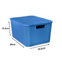 Kit 6 Rattan Organizer Boxes 7 Liters With Lid - 藍色 - 查看 2