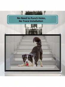 1pc Random Delivery Pet Isolation Fence, Mesh Dog Gate Foldable Magic Pet Gate, Extra Wide Pet Isolation Fence Full Enclosure, Portable Foldable Pet Isolation Fence, Home Dog Fence Safety Protective Net, Pet Gate - Multicolor - View 6