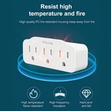 CILIA 1 pieza Adaptador de enchufe múltiple, Expensor de salida de pared de 3 tomas, Divisor de enchufe eléctrico pequeño para crucero, viaje, hogar, oficina Enchufe múltiple Blanco/Negro - Tipo de Enchufe A USA (110-127V) - Ver 4