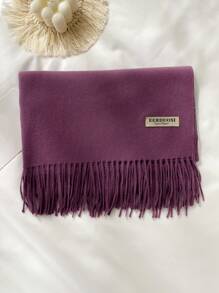 1 件女士羊绒混纺纯色长款流苏围巾，时尚披肩，适合秋冬季 - 彩色 - 查看 27