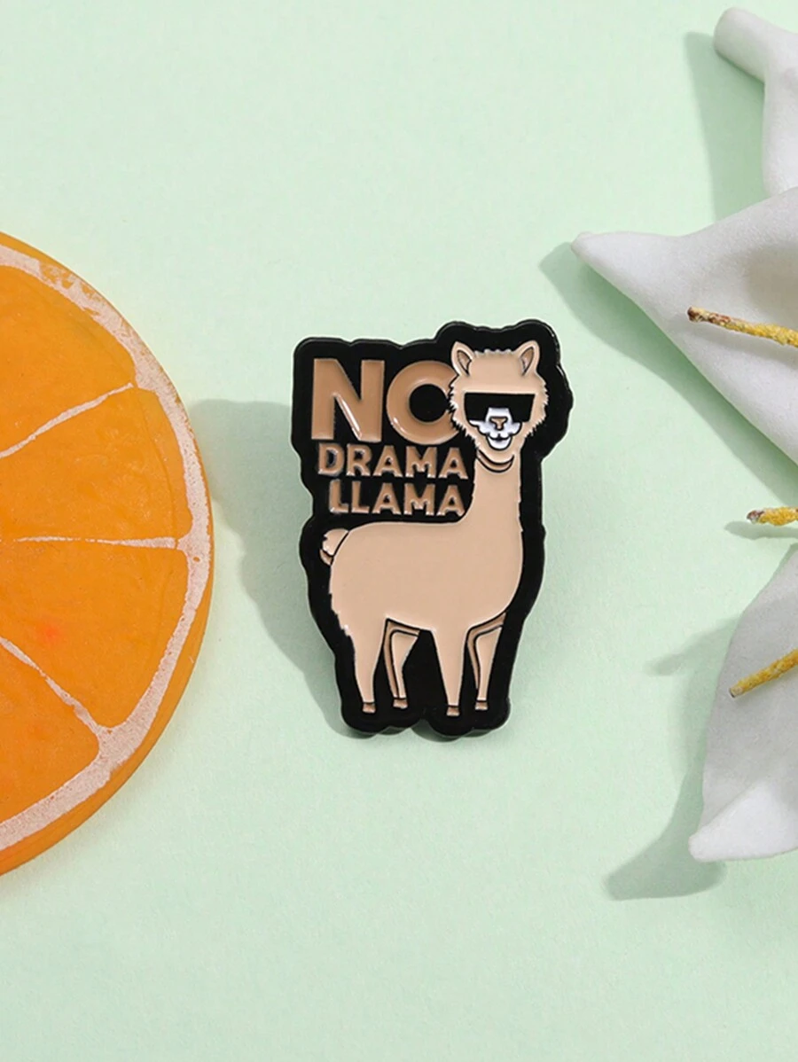 1pc Funny Llama Enamel Pin Cartoon Custom No Drama Animal Brooch Lapel Backpack Badge Jewelry Gift For Friends - Multicolor - View 1