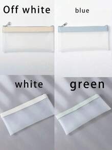 1pc Cute Matte Semi-Transparent Pencil Case, Students Zipper Pencil Pouch, Stationery Bag, Back To School Essential Back To School,Pencil Pouch,School Bag