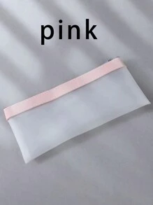 1pc Cute Matte Semi-Transparent Pencil Case, Students Zipper Pencil Pouch, Stationery Bag, Back To School Essential Back To School,Pencil Pouch,School Bag