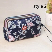 Ví dài in họa tiết hoa, 1 chiếc, có 3 khóa kéo, dung tích lớn, túi đựng mỹ phẩm thanh lịch, túi đựng đồ trang điểm du lịch di động, phù hợp cho nữ giới, ví lớn in họa tiết hoa cổ điển, ví đựng tiền xu có khóa kéo, ví cầm tay di động, ví đựng thẻ có khóa kéo với nhiều khe đựng thẻ, ví cầm tay hoàn hảo hàng ngày. - Nhiều màu - Xem 12