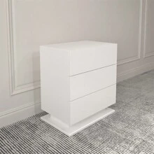 1 White Bedside Table With 3 Storage Drawers, Equipped With LED Lights, And A Side Table For Bedroom Furniture, With A Durable And Stable Structure.