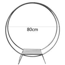 LOYALHEARTDY 80cm Large Twin Hoop Cake Stand Balloons Arch Flower Rack Silver Events Decor
