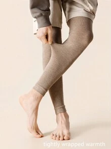 1 双男士超长针织腿套，过膝，温暖舒适的保暖腿套，适合老年人，保持腿部温暖 - 卡其色 - 查看 1
