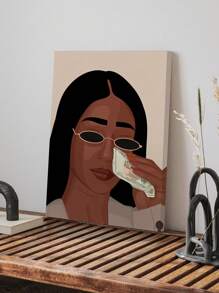 1 幅无框帆布海报，女性肖像艺术，艺术，趣味艺术，女孩金钱艺术，有钱女孩，女性赋权，印刷品，波西米亚风格客厅墙饰，卧室墙饰，家居装饰 - 彩色 - 查看 8