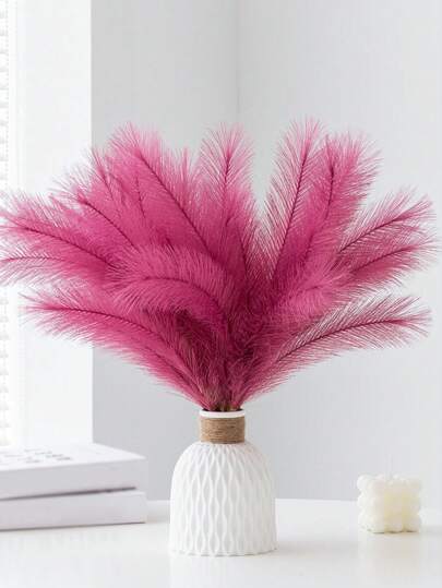 20 peças/10 peças de grama artificial de junco, decoração boho, grama falsa de pampas, grande, alta, fofa, flor falsa artificial, junco de junco para enchimento de vaso, cozinha de casa de fazenda, decoração boêmia, sala, decoração de festa de casamento (rosa vermelha)