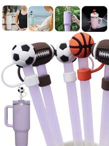 8 个随机颜色可重复使用吸管盖，防尘吸管盖，适用于 9-10 毫米吸管，适用于圣诞礼物、万圣节、卡通动物、运动、杯子、花卉系列、派对、节日、旅行、日常使用 - B - 查看 21