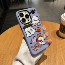 Halloween 1pc 2-In-1 Funny Ghost Satin Textured 3D Creative Pattern Phone Case Compatible With Iphone