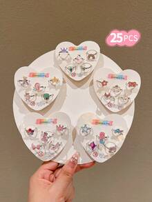 25pcs/Pack Girls' Colorful Cartoon Adjustable Rings - Multicolor - View 18
