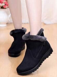 2024 Winter New Women's Thermal Lined Casual Snow Boots Warm Old Beijing Short Boots, Extra Large Size 43 - Black - View 4