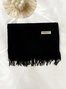 1 件女士羊绒混纺纯色长款流苏围巾，时尚披肩，适合秋冬季 - 彩色 - 查看 9