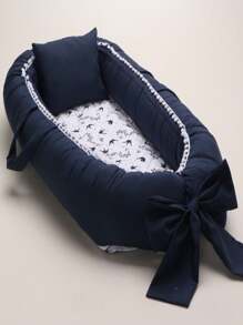 Tổ giảm chấn cũi có thể điều chỉnh với dây đeo, khóa kéo và gối cho bé - Màu xanh hải quân - Xem 1