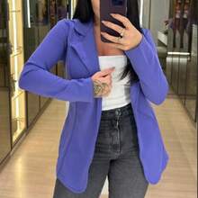 Women's Elegant, Timeless, Tailored Blazer, Fitted Overcoat. Purity, Elegance, Freshness And A Timeless Look - 寶藍色 - 查看 4