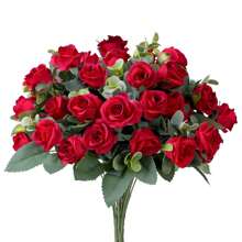 Hoa hồng nhân tạo Hoa hồng lụa có thân Hoa hồng nhân tạo dài thực tế Ngày lễ tình nhân Bó hoa hồng giả để trang trí nhà cho đám cưới - Nhiều màu - Xem 15