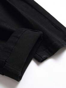 Men's Washed Black Denim Skinny Jeans, Stretchy & Fashionable - Black - View 5