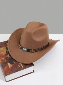 1pc Unisex Retro Bohemian Solid Color Polyester Felt Hat, Casual Vintage Beret Cap Suitable For Autumn/Winter