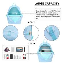 Lightweight Water-Resistant School Backpack With Secure Laptop Compartment Unisex Casual Daypack For College Travel Boys Girls Women Men Teenagers - Baby Blue - View 6