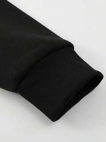 2pcs Men's Graphic Print Pullover Sweatshirt Set, Minimalist Style - Black - View 5