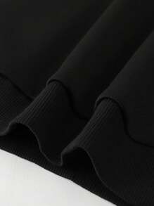 2pcs Men's Graphic Print Pullover Sweatshirt Set, Minimalist Style - Black - View 4