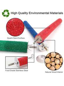 1pc Parrots Colored Sanding Station Bars With Grinding Claw Stick,Pet Birdcage Standing Rod Toy,Birdcage Accessory,Grinder,Bird Training Supplies,Perches Stand,For Parrot, Thrush And Peony Bird To Bite And Grind Their Beaks And Claws, Bird Perching Stand Accessory,Small Parrots, Parakeets, Cockatiels, Lovebirds Chewing Stick,Random Color - Multicolor - View 5