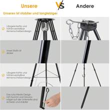 Kocioł do gulaszu 10L ze statywem, rama statywu z regulacją wysokości łańcucha, teleskopowy statyw z kolcami do mocowania w podłożu