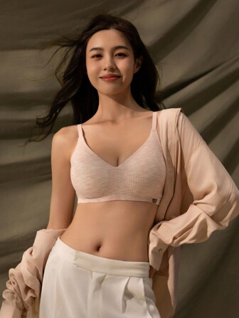 Kater star 1pc Women's Pink Wireless Seamless Soft Cup Bra