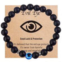 Fashion Stone Evil Eye Decor Beaded Bracelet For Men For Birthday Gift