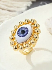 1pc Unique Evil Eye Design Adjustable Open Ring For Daily Wear, Women