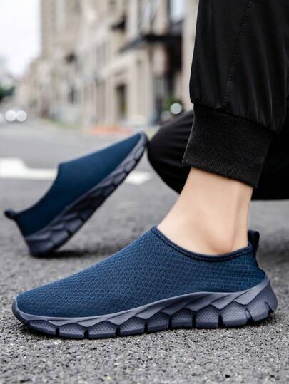 Breathable Mesh Slip-On Casual Shoes, Lightweight & Comfortable Athletic Running Sneakers For Men