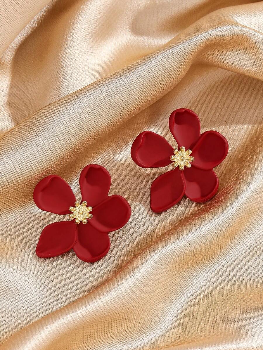 MESTILO 1 对欧美夸张金属大花耳钉适合女性日常佩戴情人节、妈妈、母亲、母亲节、礼物