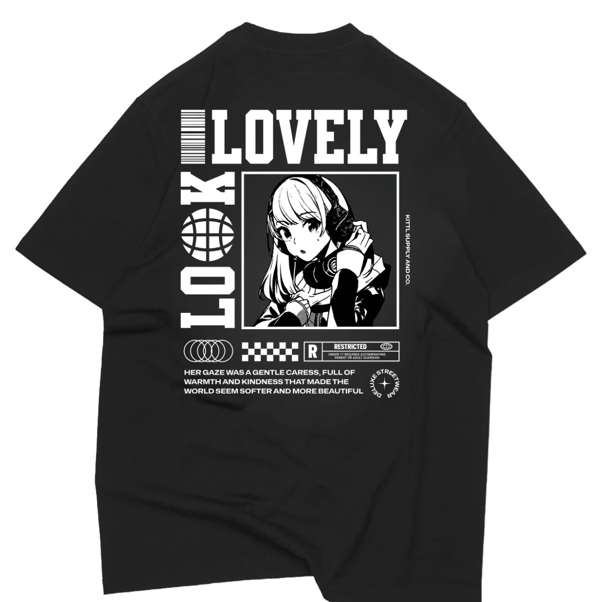 Oversized Streetwear Anime Blouse – Premium Fabric With Drop Shoulder And Modern Style 100% Cotton - màu đen - Xem 1