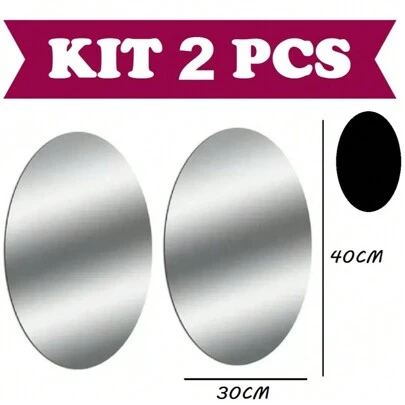 Kit 2 PCS Espelho Adesivo Decorativo Plástico Flexível