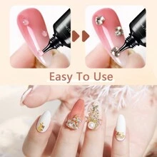 GLOZ 2支30毫升超强力美甲水钻凝胶，适用于美甲装饰、3D美甲、亮面凝胶、宝石美甲、水钻美甲，需UV/LED灯固化，美甲礼品 - 無色 - 查看 4